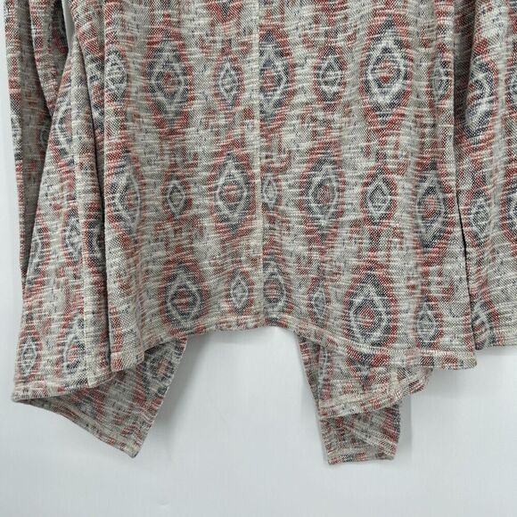 Lucky Brand Aztec Open Front Cardigan Gray Woven Southwestern Boho Size M - Picture 8 of 10